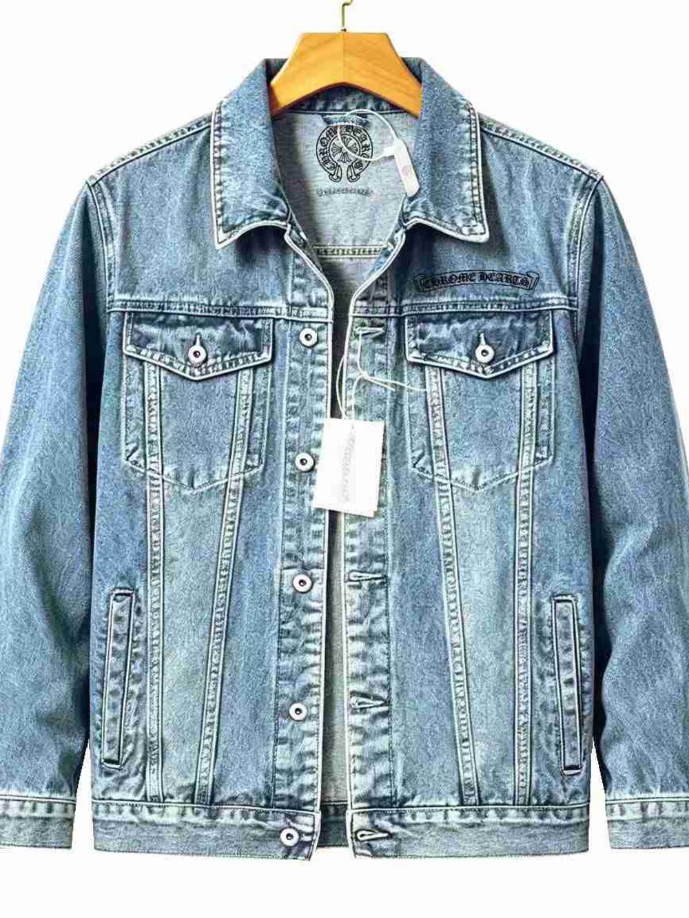 Chrome Hearts Washed Light Blue Denim Jacket